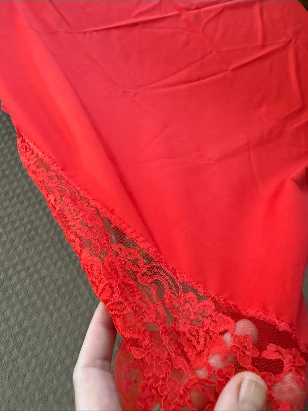 Vintage cotton Red Lace-Trim Table cloth Cover decor fabric 50x64”